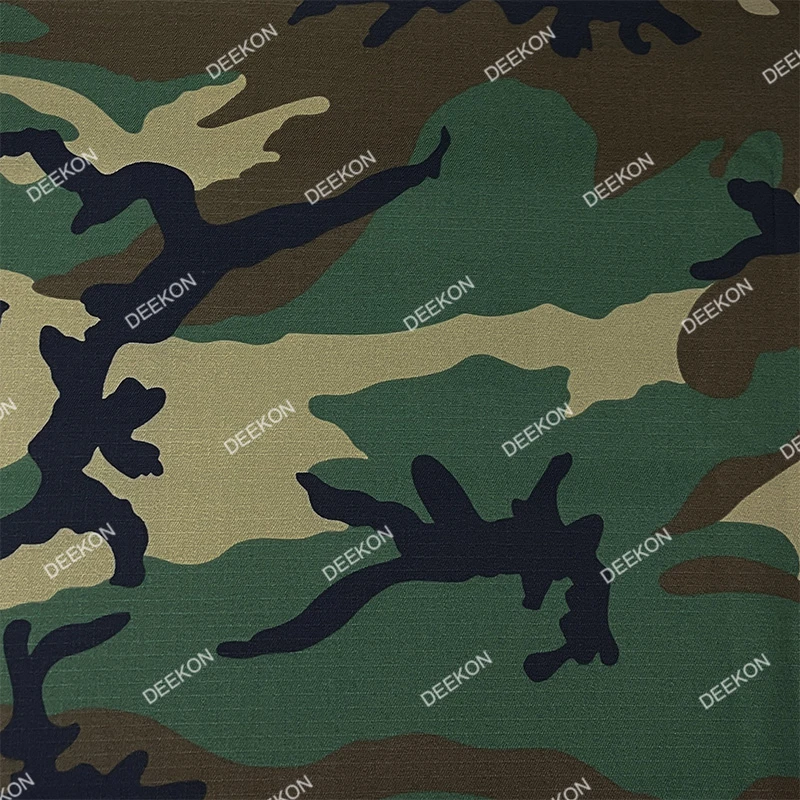 50% Cotton 50% Polyester Woodland Camouflage Rip Stop Fabric