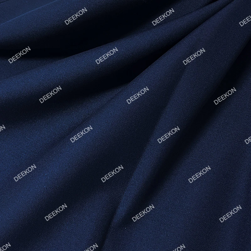 55% Wool 45% Polyester Blue Woven Fabric